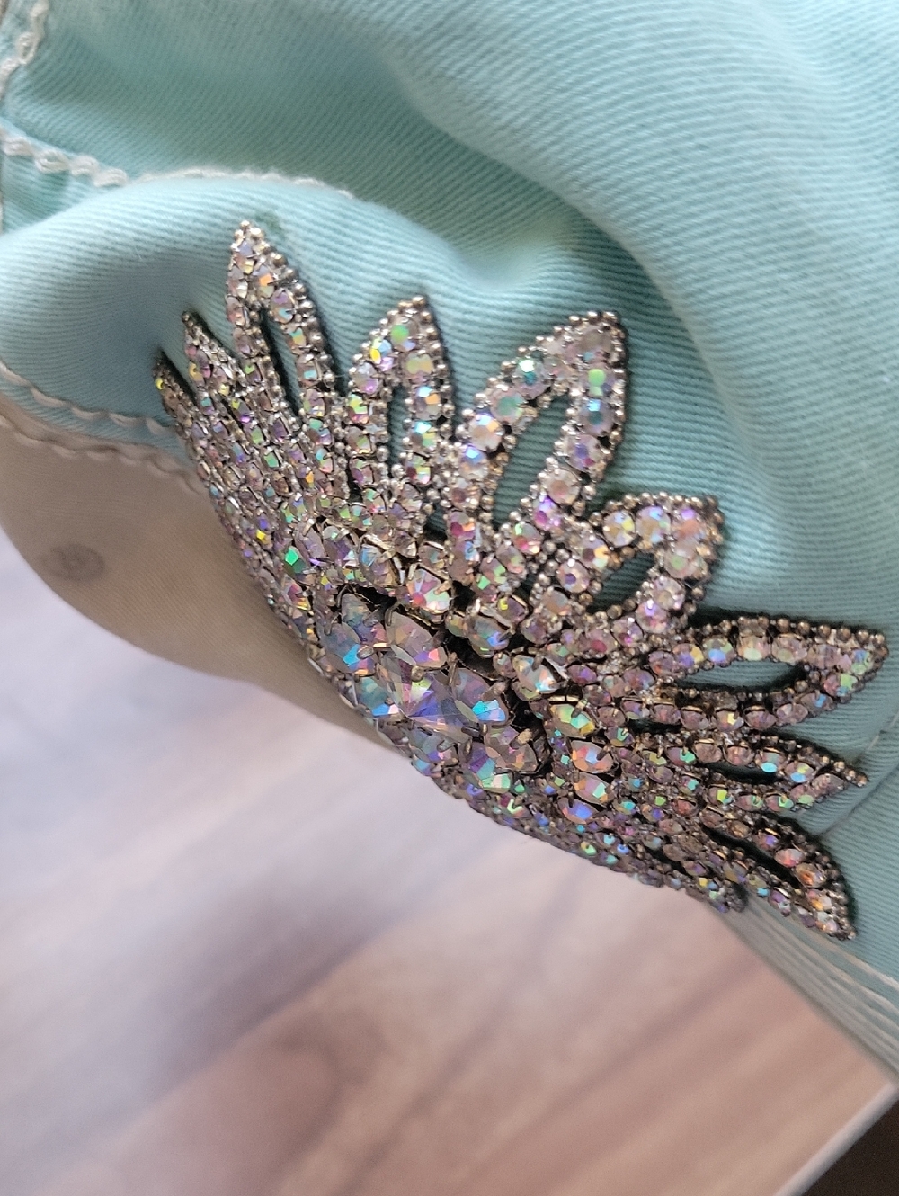 Olive & Pique Large Rhinestone Flower Baseball Cap - Picture 11 of 13